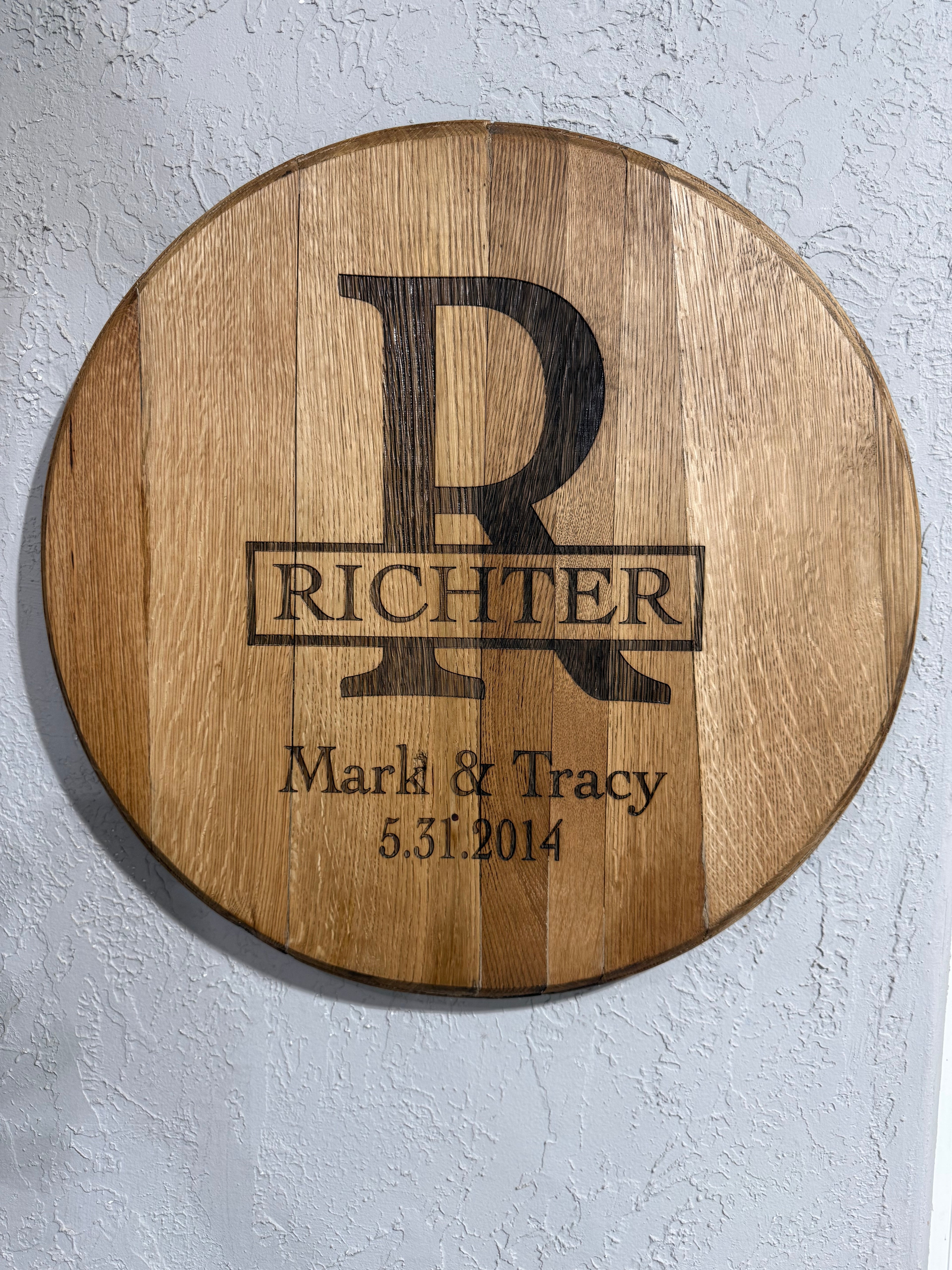 Bourbon Barrel Top Engraved Monogram
